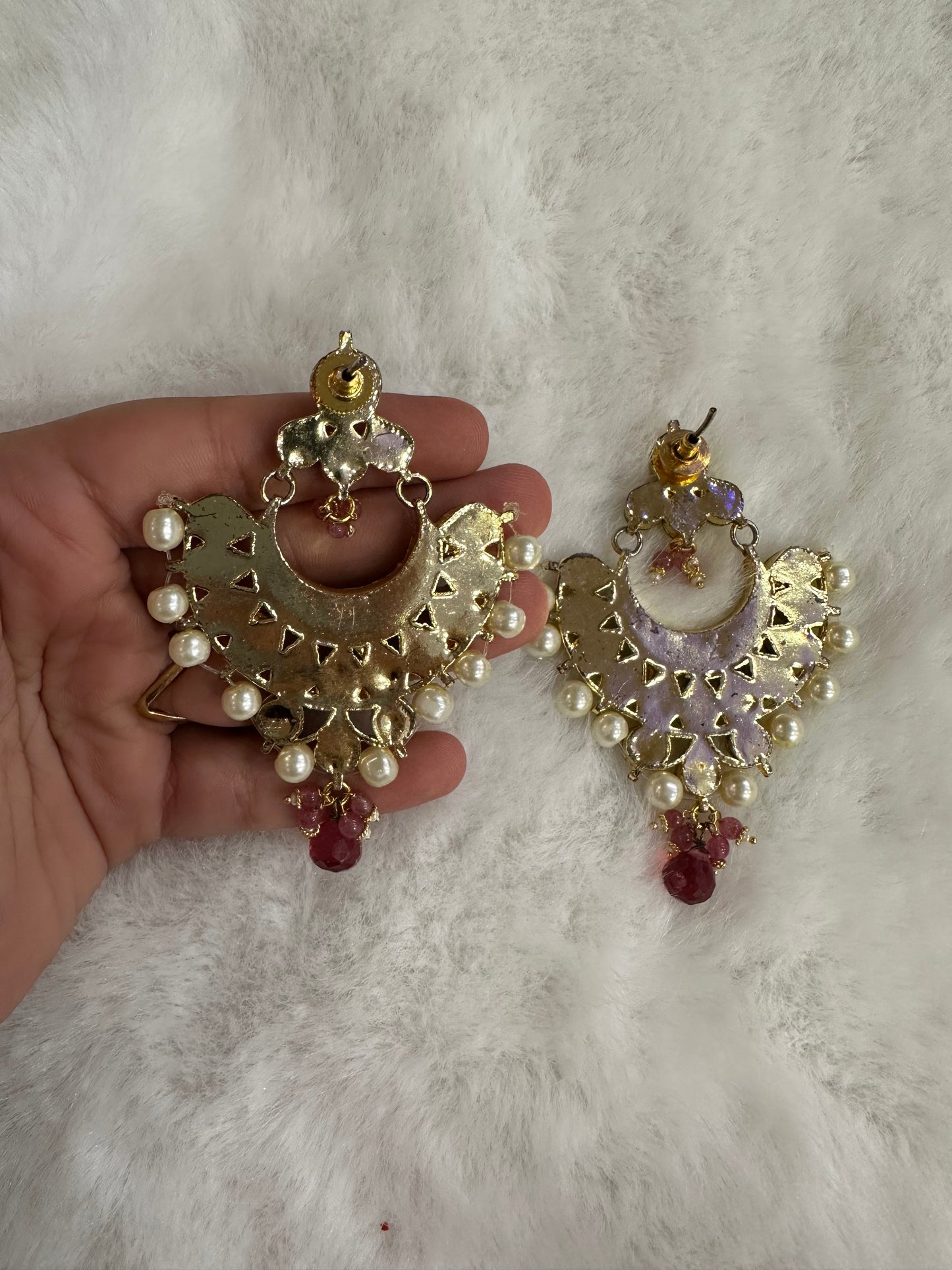 Tarannum Kundan Earrings With Red Stone