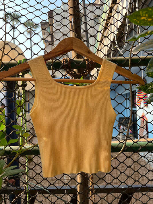 Yellow Knit Crop Top