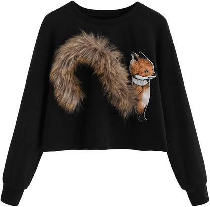 Shein Women's Cute Fox Patch Sweatshirt