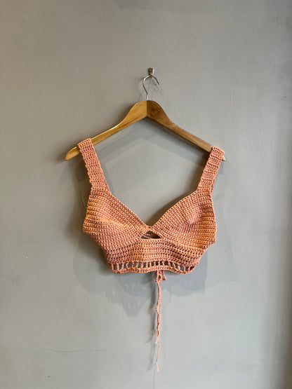 Peachy Blush Crochet Crop Top