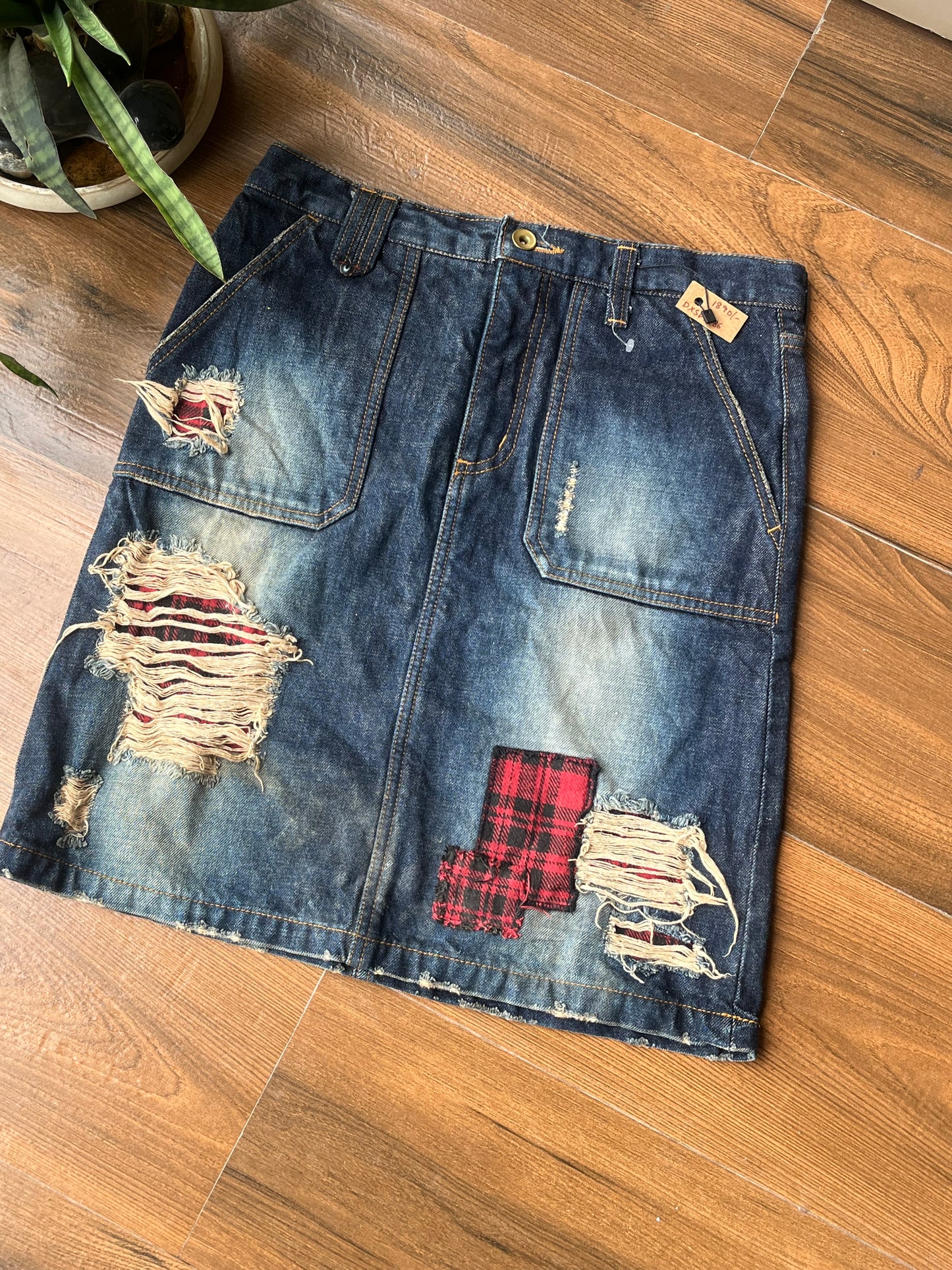 Ripped Denim Skirt