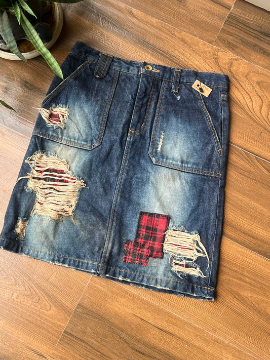 Ripped Denim Skirt