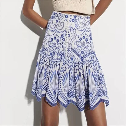 Zara White Indigo Skirt