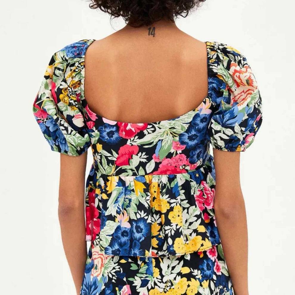 Zara Floral Print Puff Sleeve Top