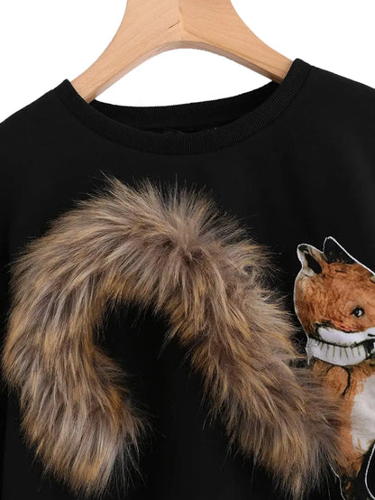 Shein Women's Cute Fox Patch Sweatshirt