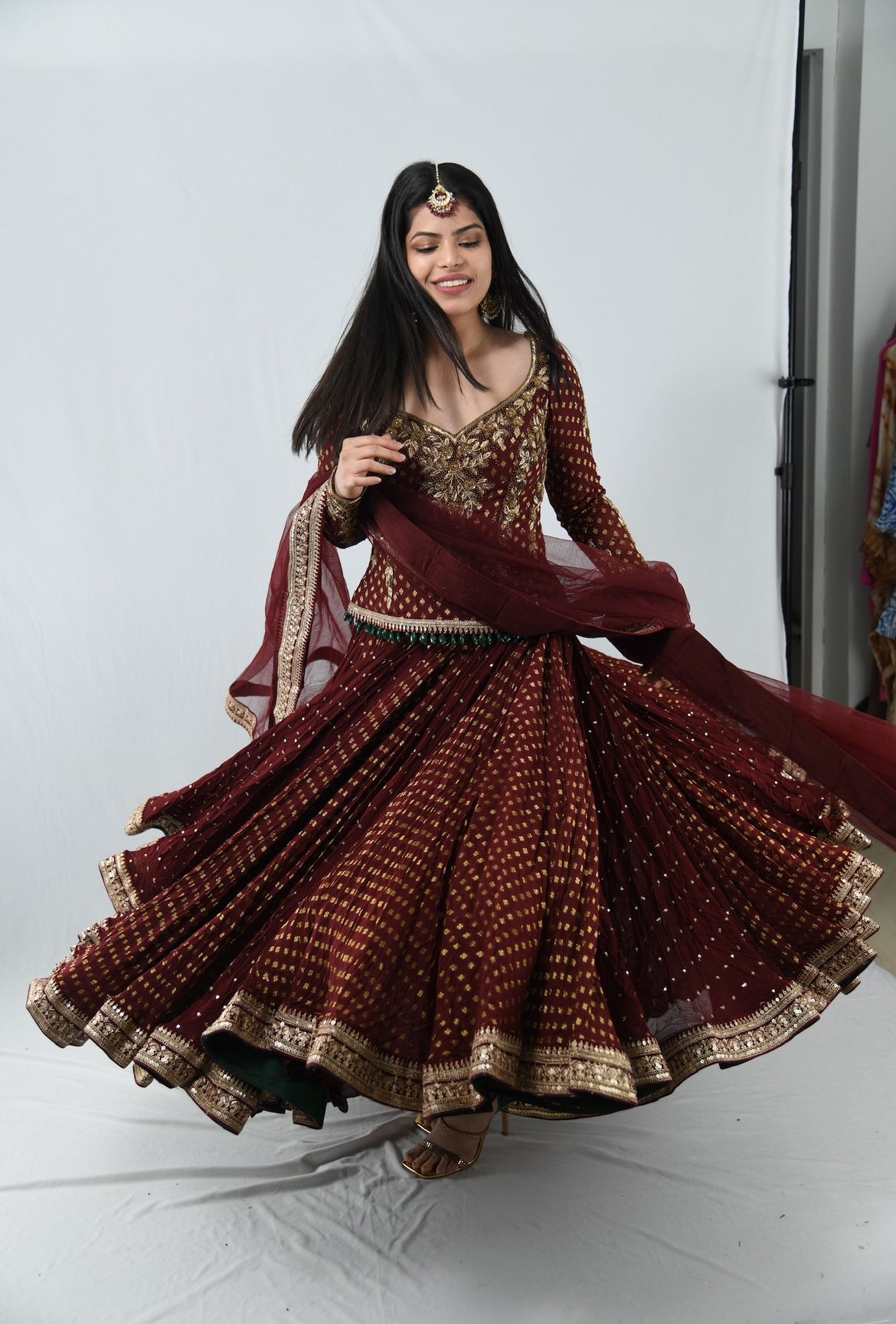 Anamika Khanna Maroon Lehenga Custom Made