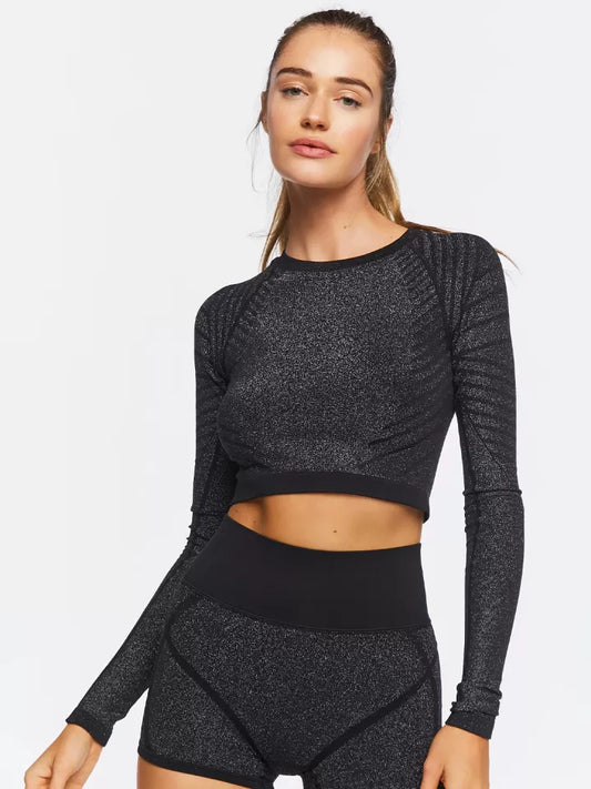 Forever 21 Grey Shimmer Fitted Top