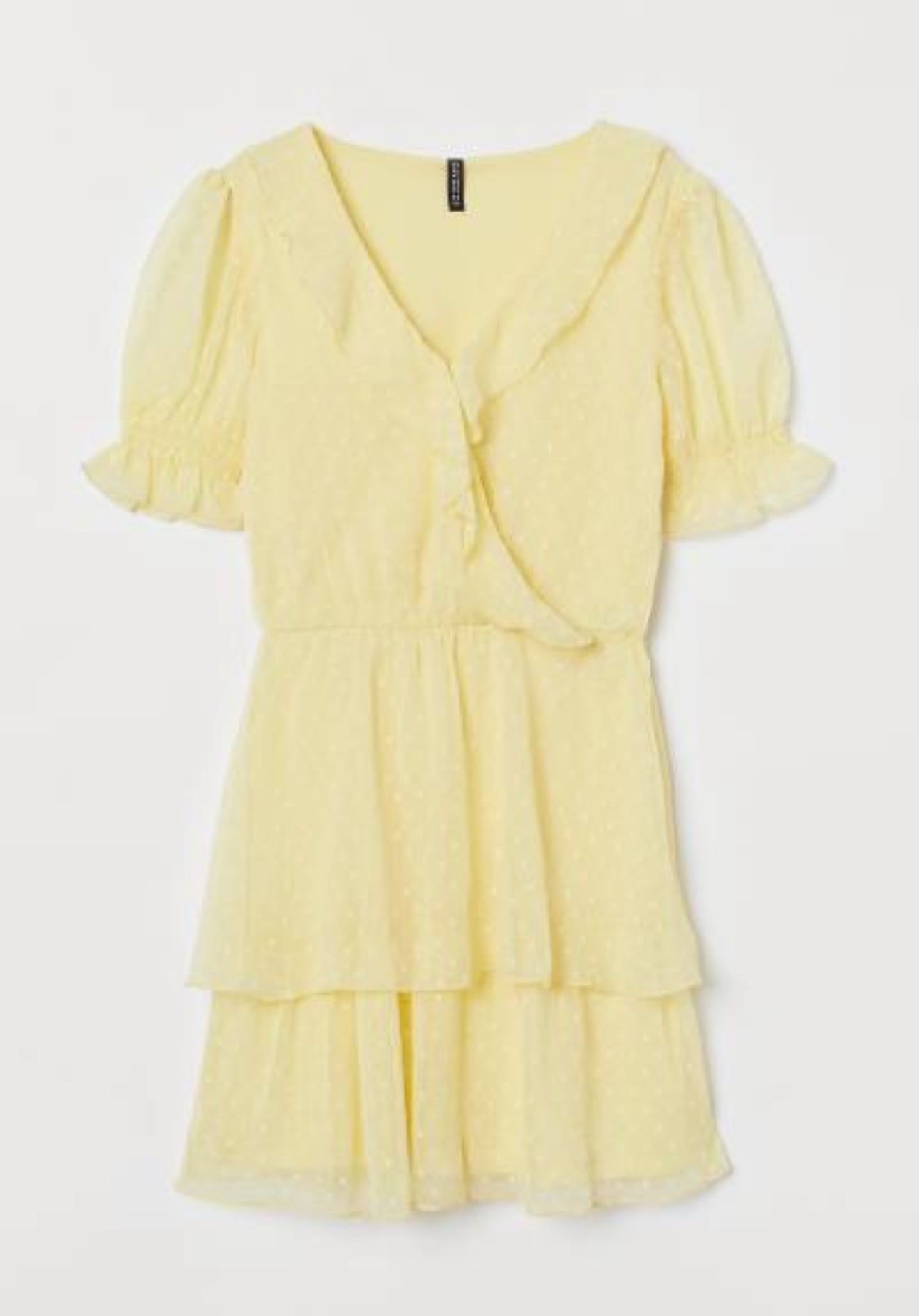 H&M Lemondrop Puff Sleeved Flounced Dress