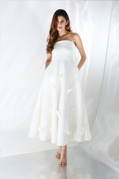 Ozeqo Butterfly White Dress