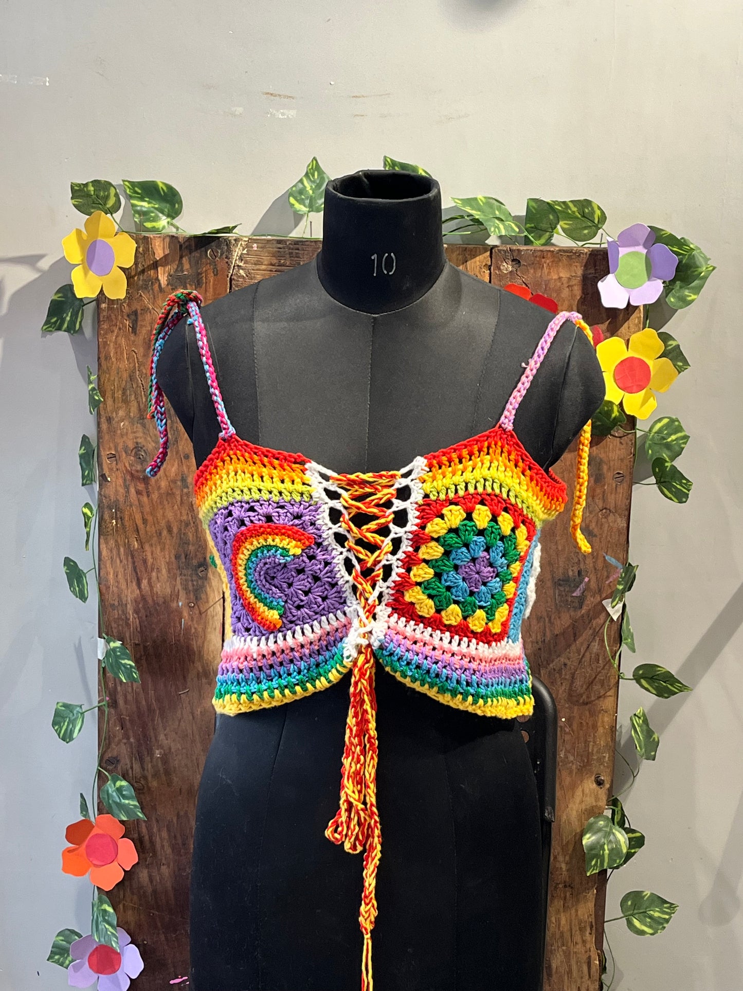 Rainbow Dreams Crochet Crop Top