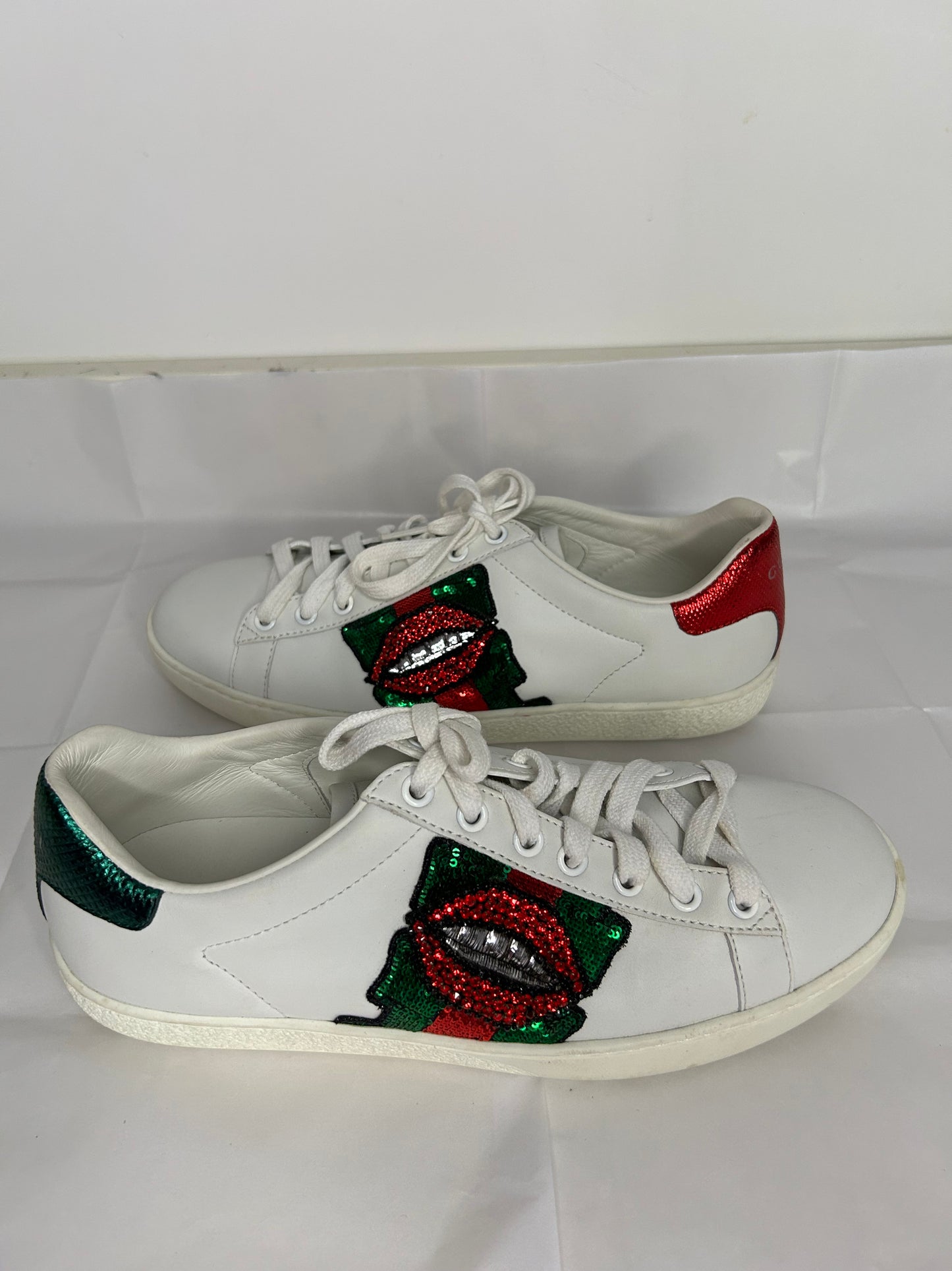 Gucci Lips Studded White Sneakers