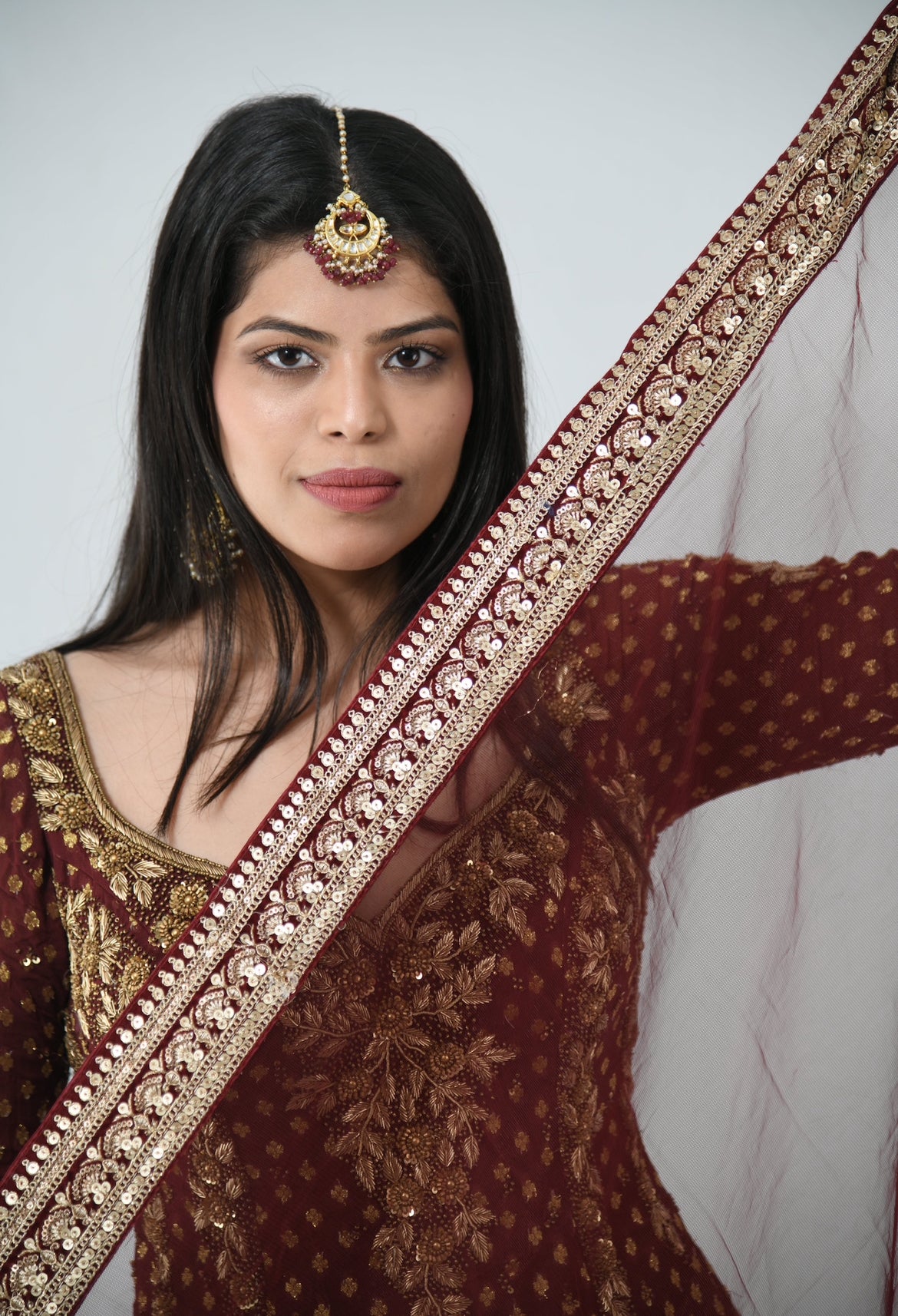 Anamika Khanna Maroon Lehenga Custom Made