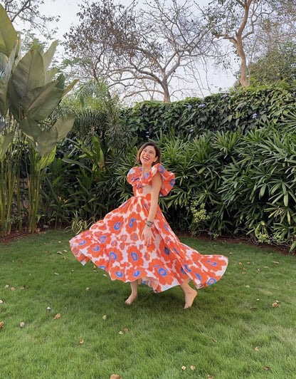 Zip Floral Midi Dress