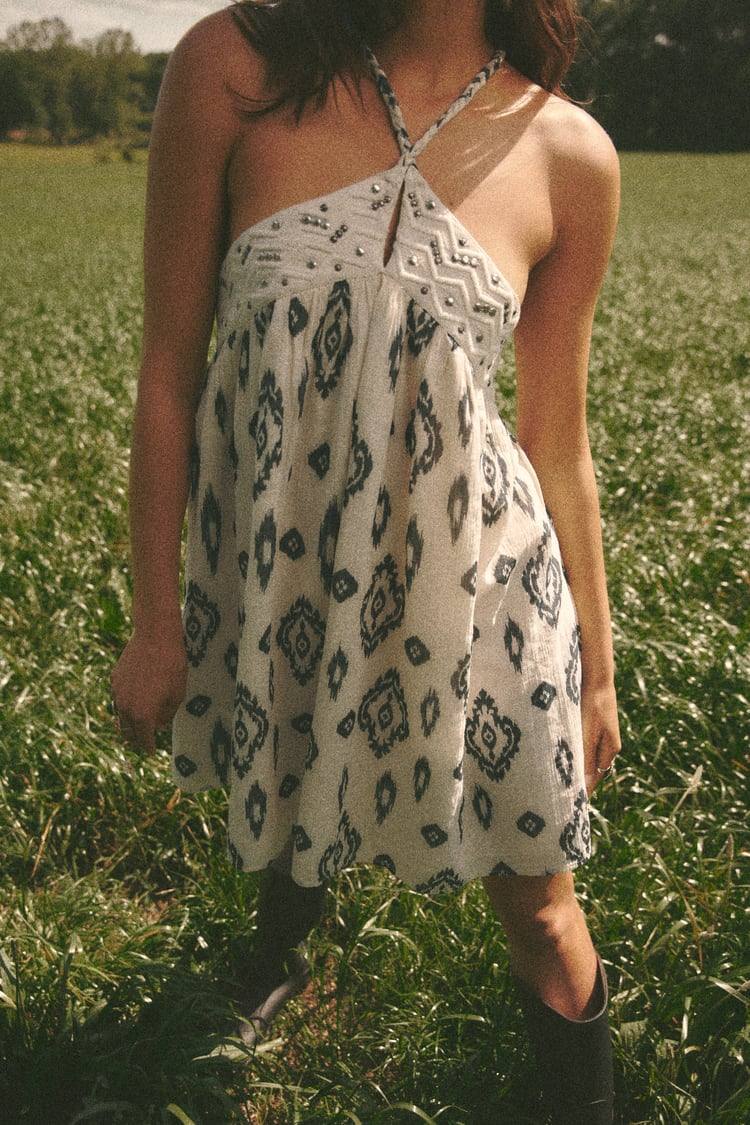 ZARA Printed Halter Dress