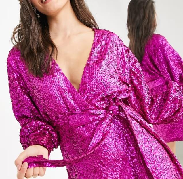 Asos pink shimmer dress