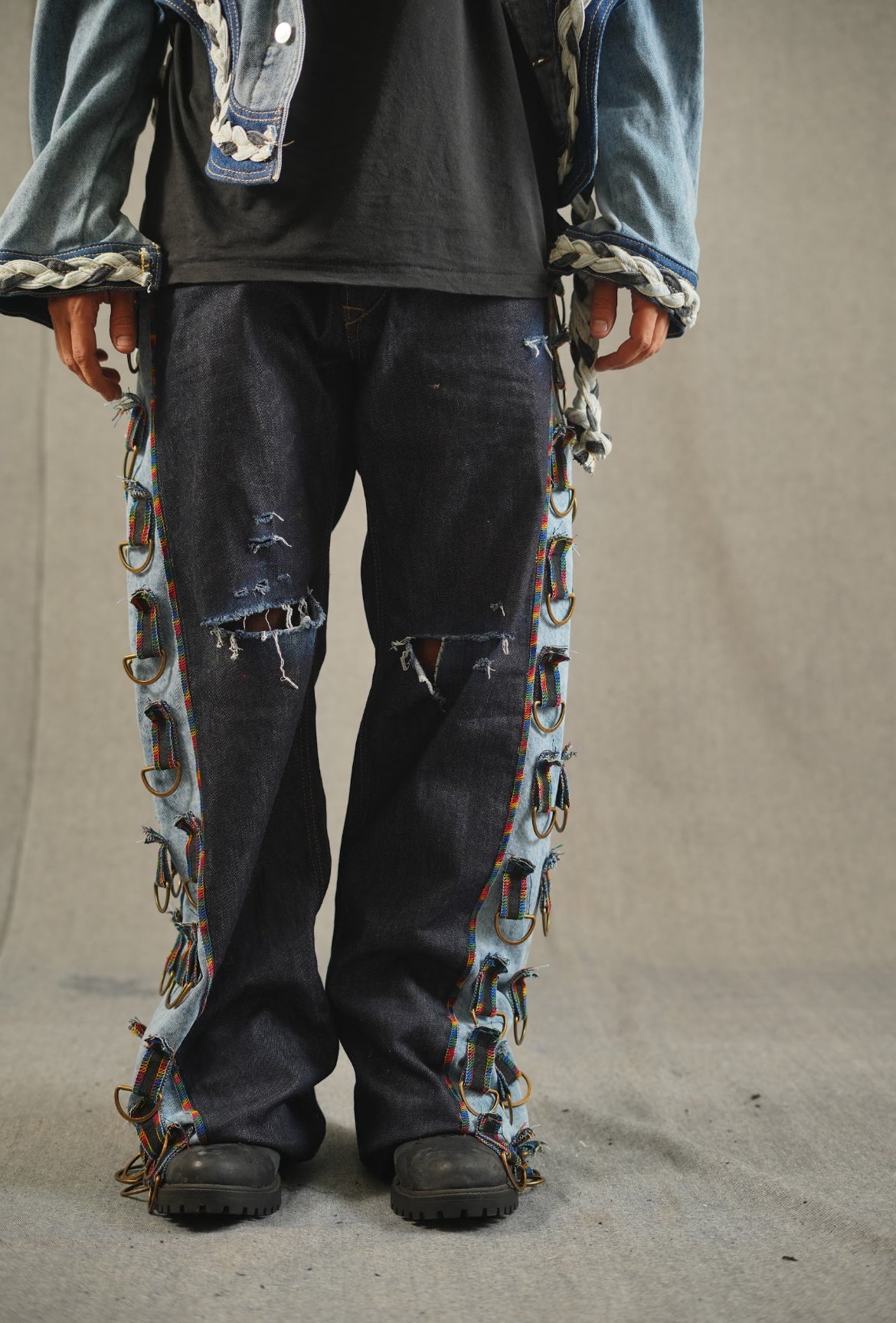 Deconstructed Buckled Jeans