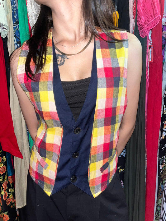 Red And Yellow Checks Vest