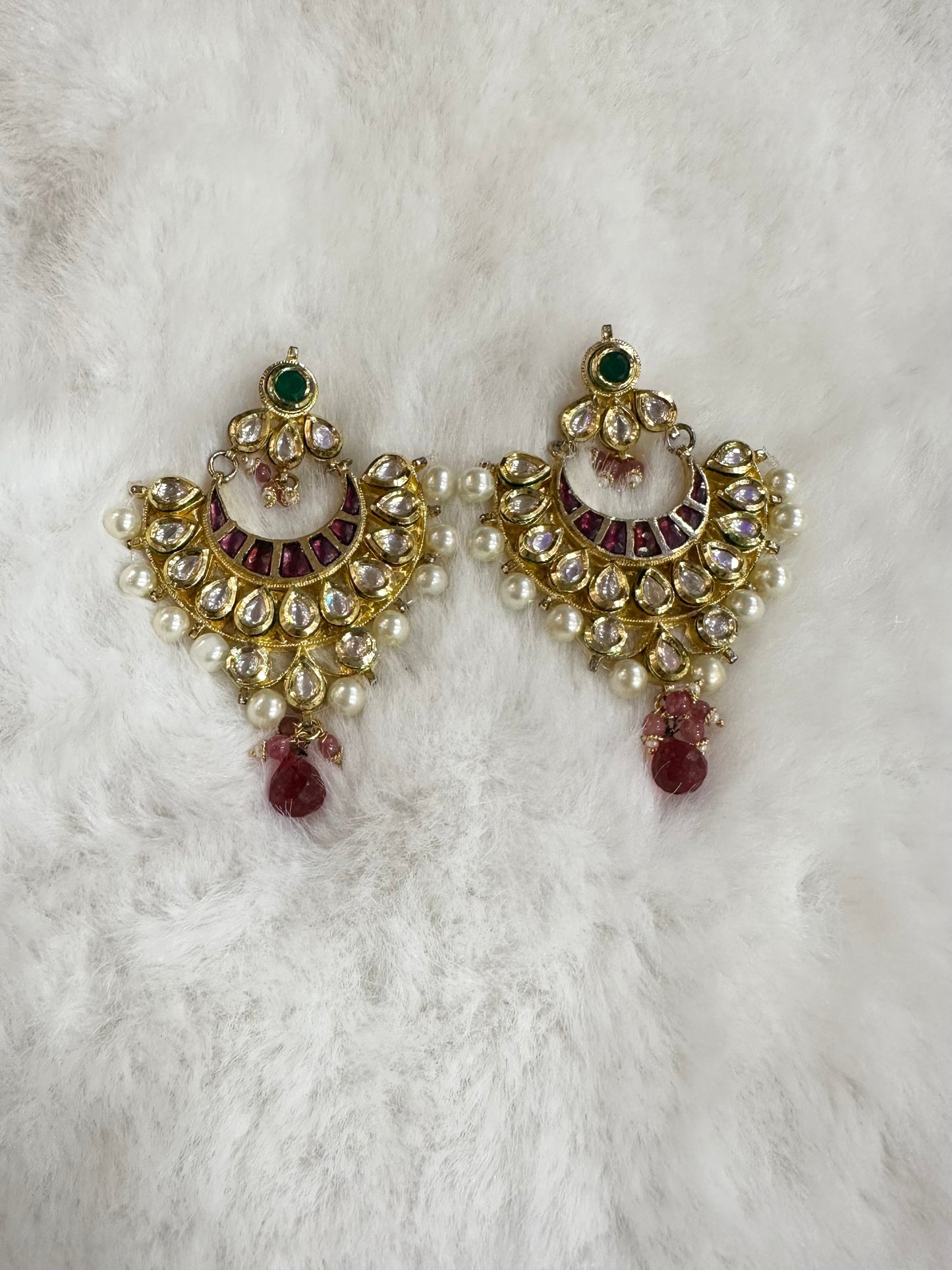 Tarannum Kundan Earrings With Red Stone