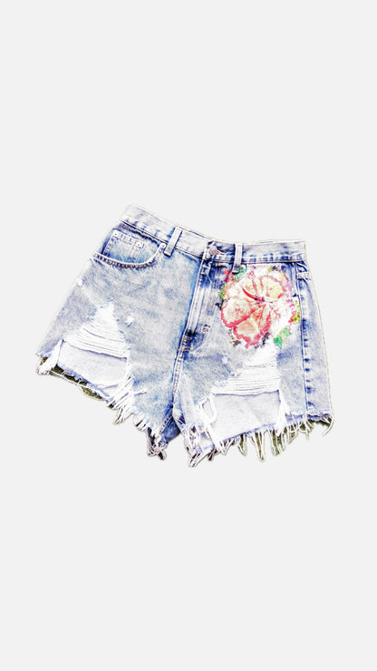 Meadow Handpainted Distressed Shorts