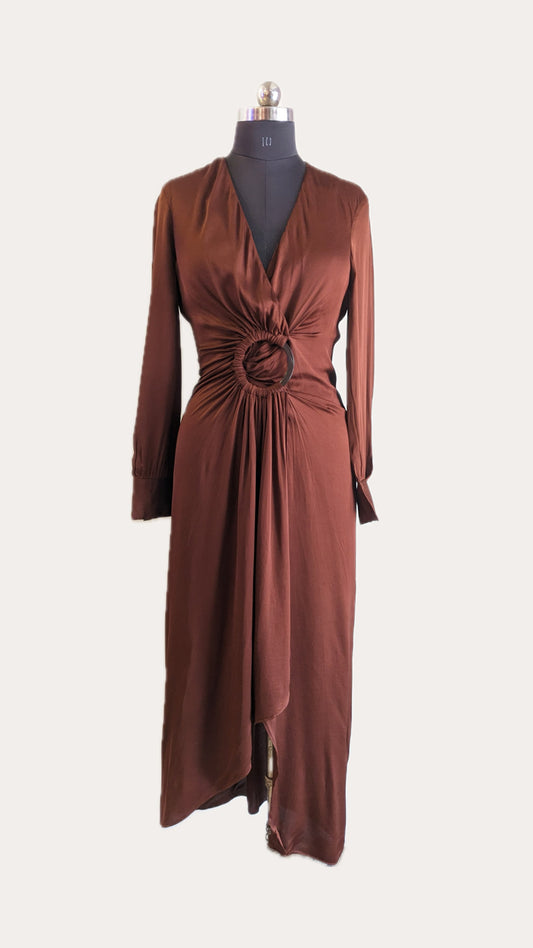 Zara Brown Satin Dress