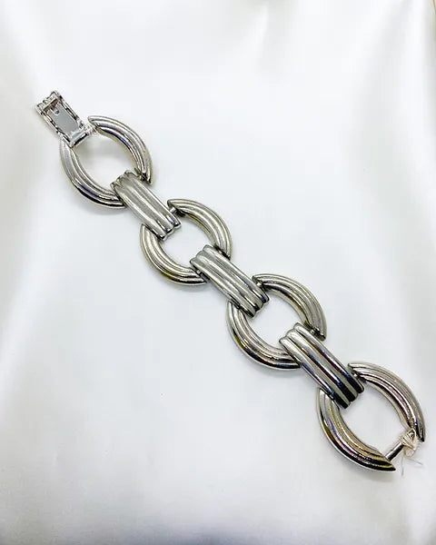 1980s Silver Metal Chain Bracelet