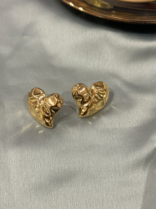 Stone Textured Heart Earrings