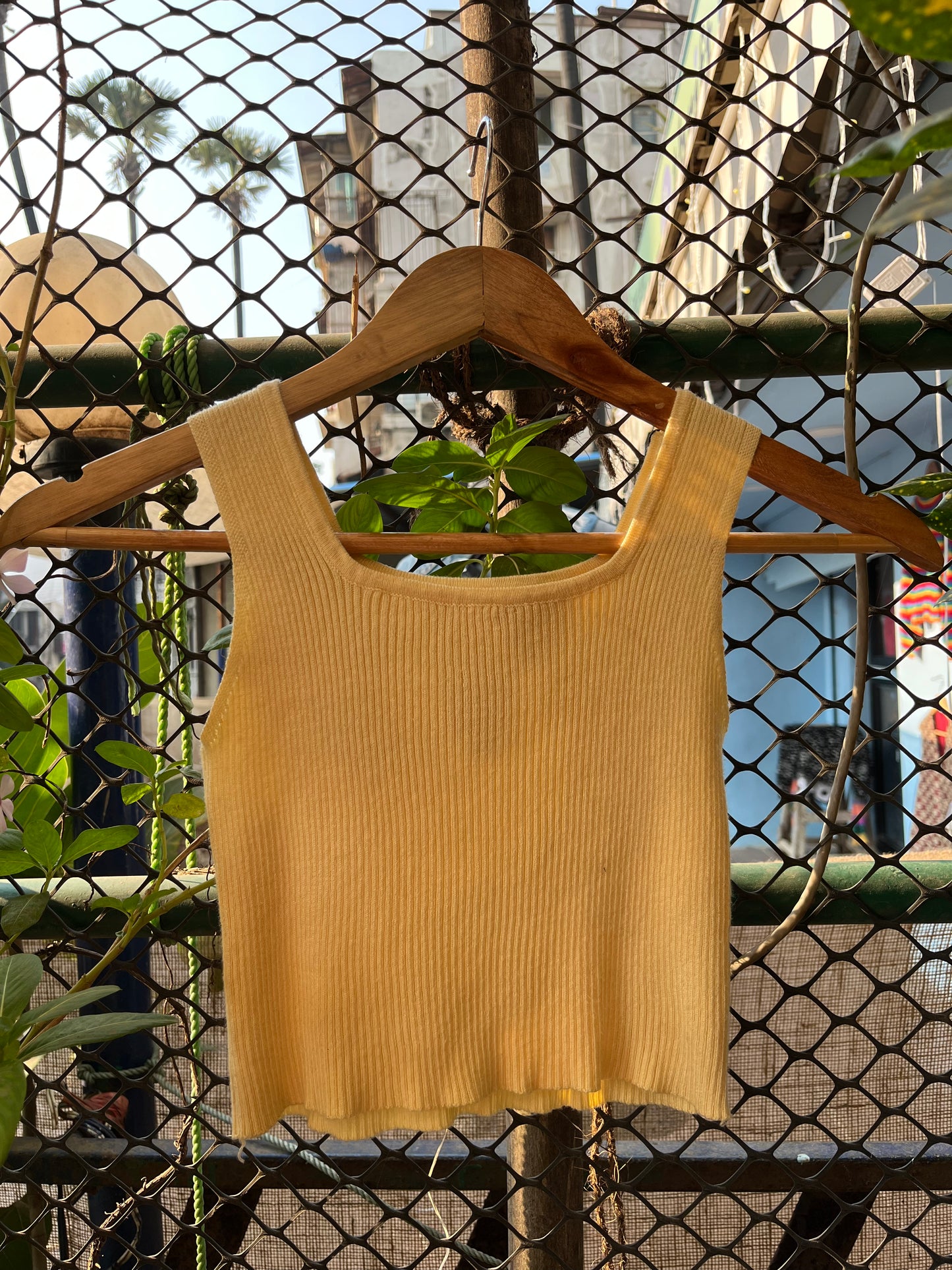 Yellow Knit Crop Top