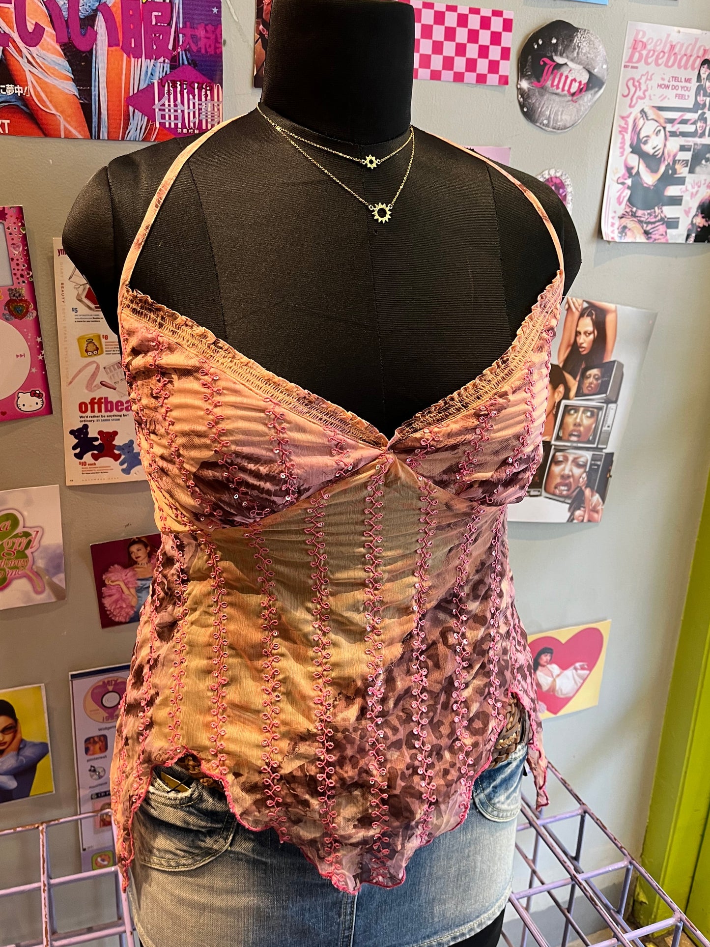 Salmon Beaded Top