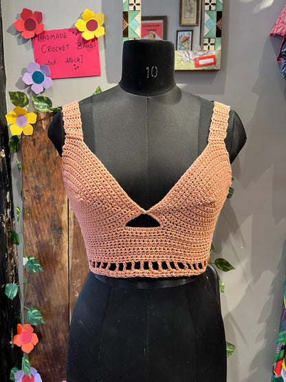 Peachy Blush Crochet Crop Top