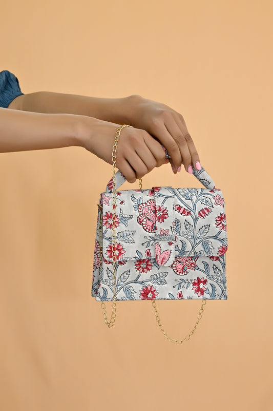 Floral Fusion Block Print Sling Bag