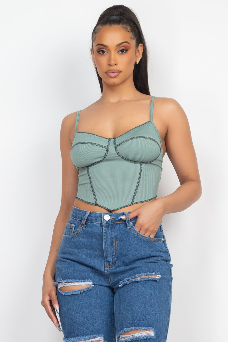 Mint Green Sleeveless Ribbed Crop Top