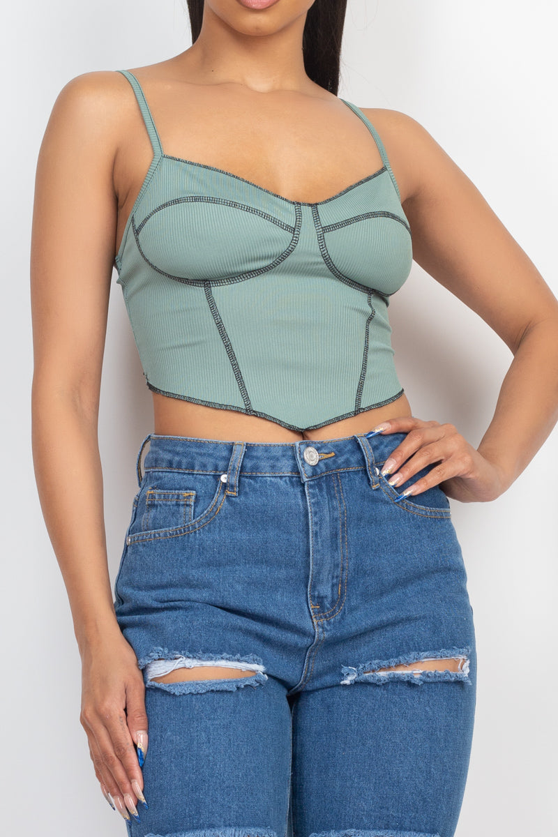 Mint Green Sleeveless Ribbed Crop Top