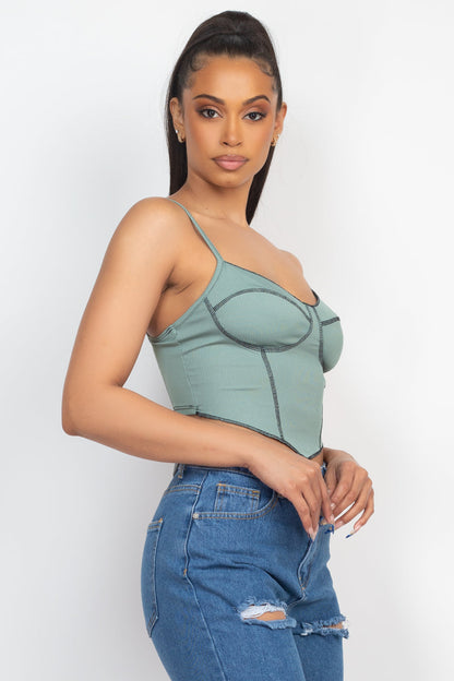 Mint Green Sleeveless Ribbed Crop Top