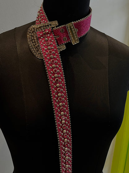 Y2k Pink Rhinestone Belt