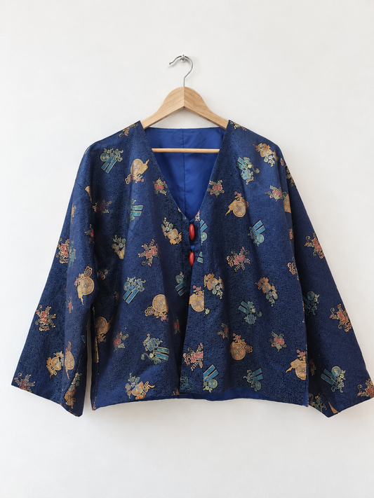 Jeogori Navy Brocade Jacket