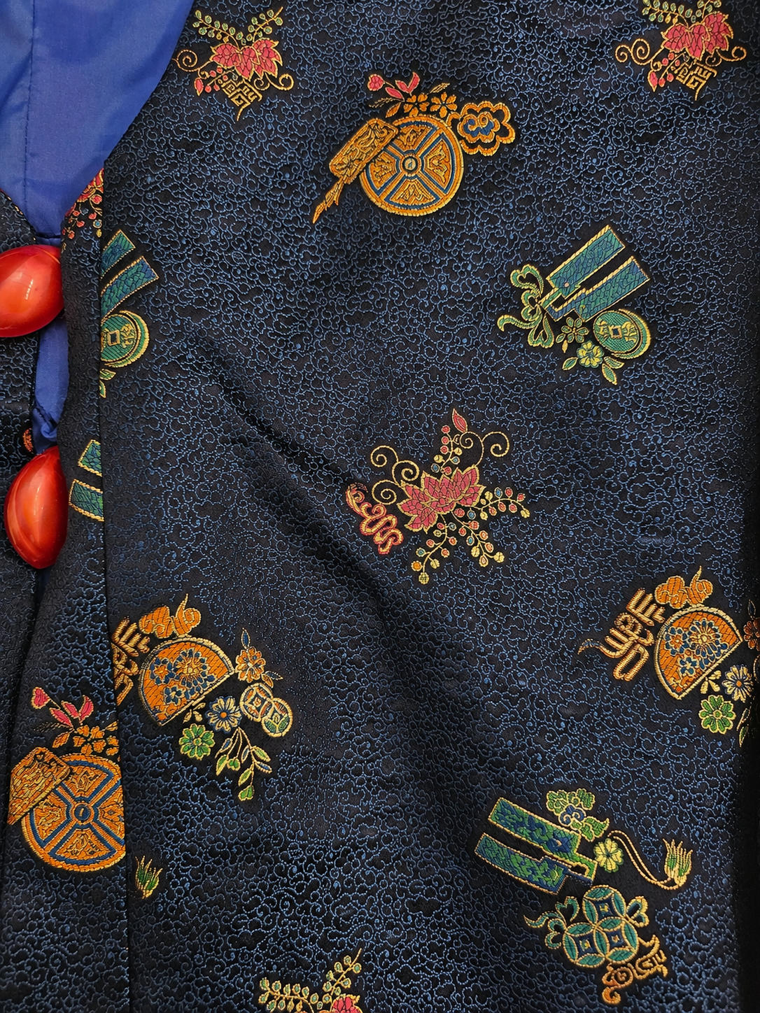 Jeogori Navy Brocadae Jacket