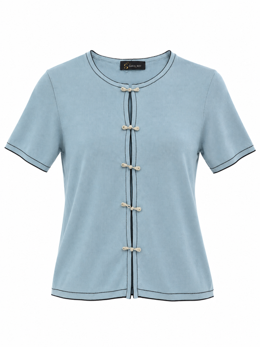 Mahjong Baby Blue Vintage Blouse