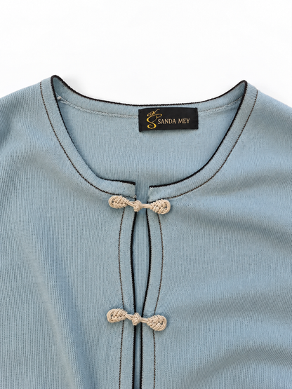 Mahjong Baby Blue Vintage Blouse