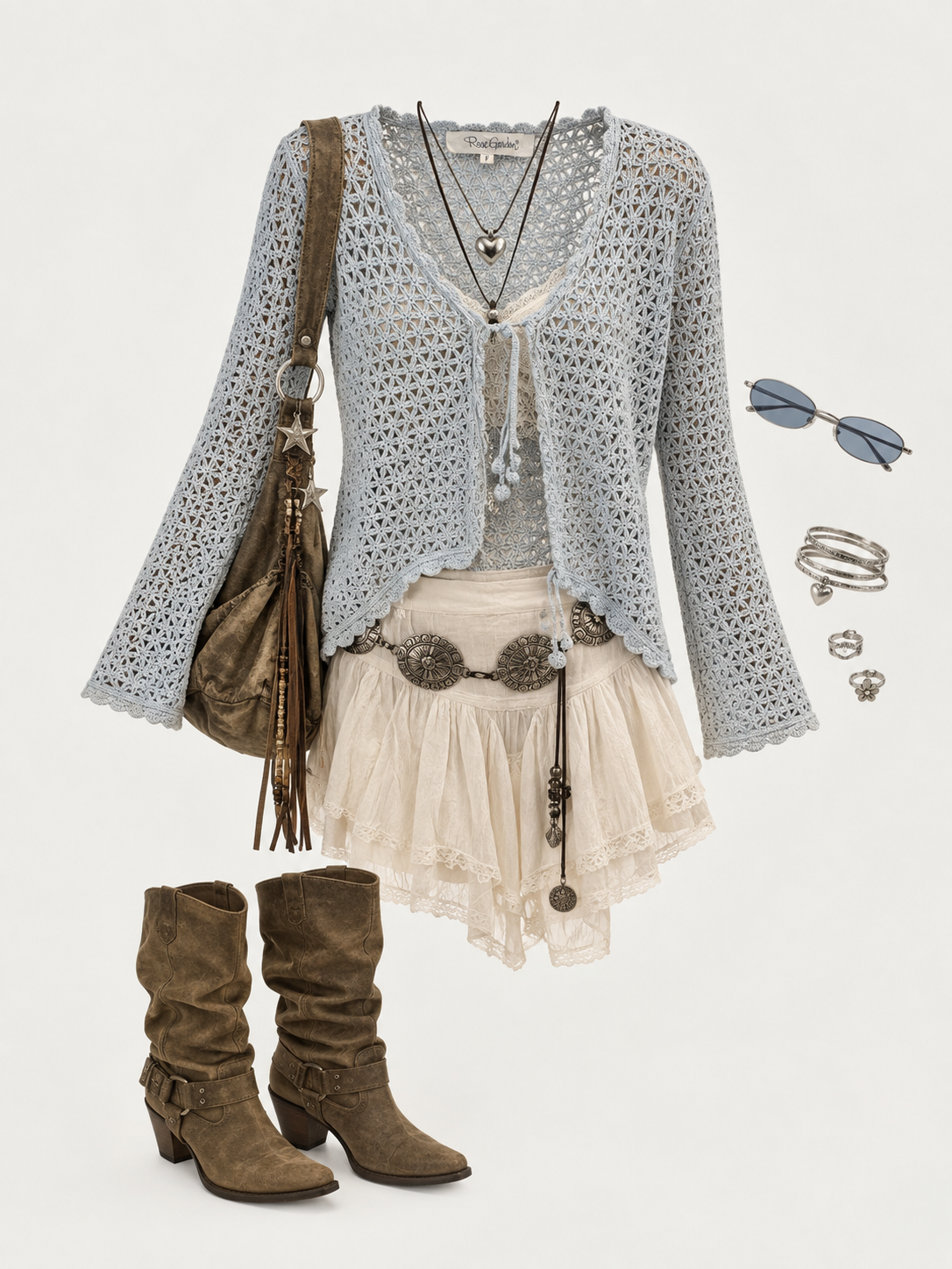 Y2K Powder Blue Crochet Cardigan