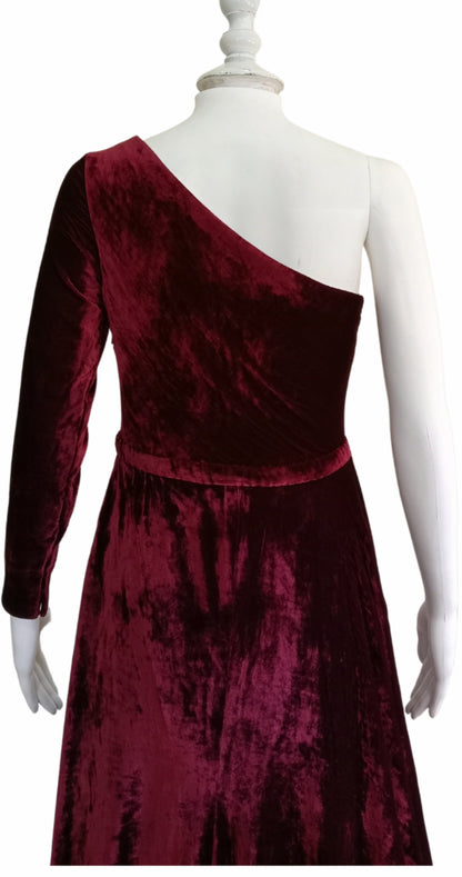 Dolly J Maroon Velvet Evening Gown