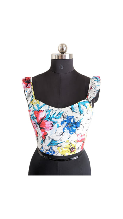 Bardot Floral Print Crop Top