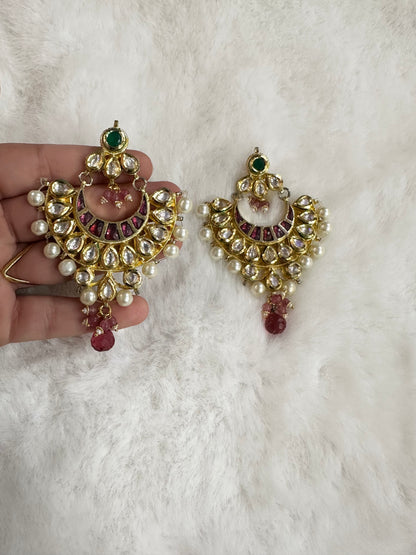 Tarannum Kundan Earrings With Red Stone