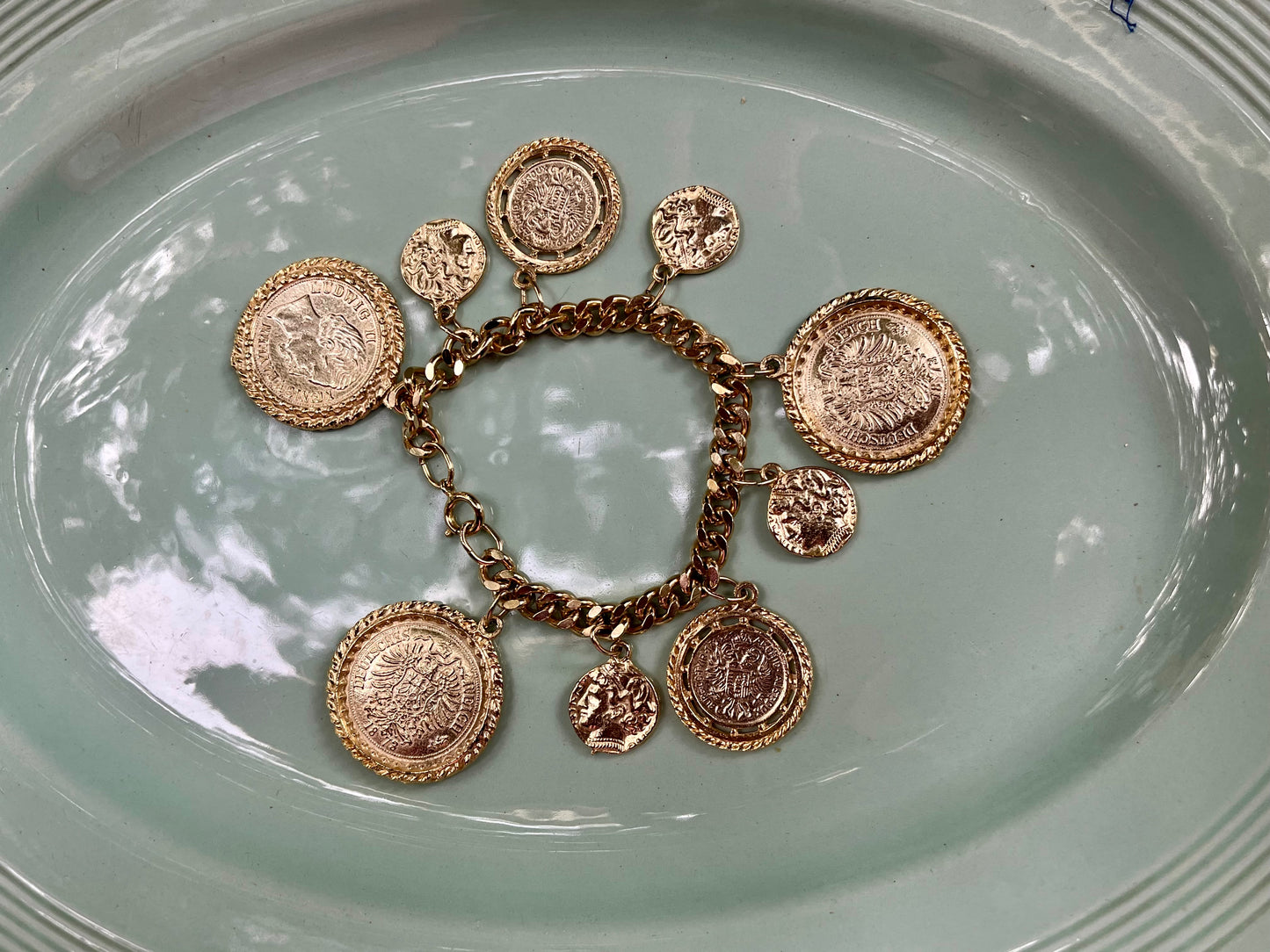 Vintage Gold Plated Coin Bracelet