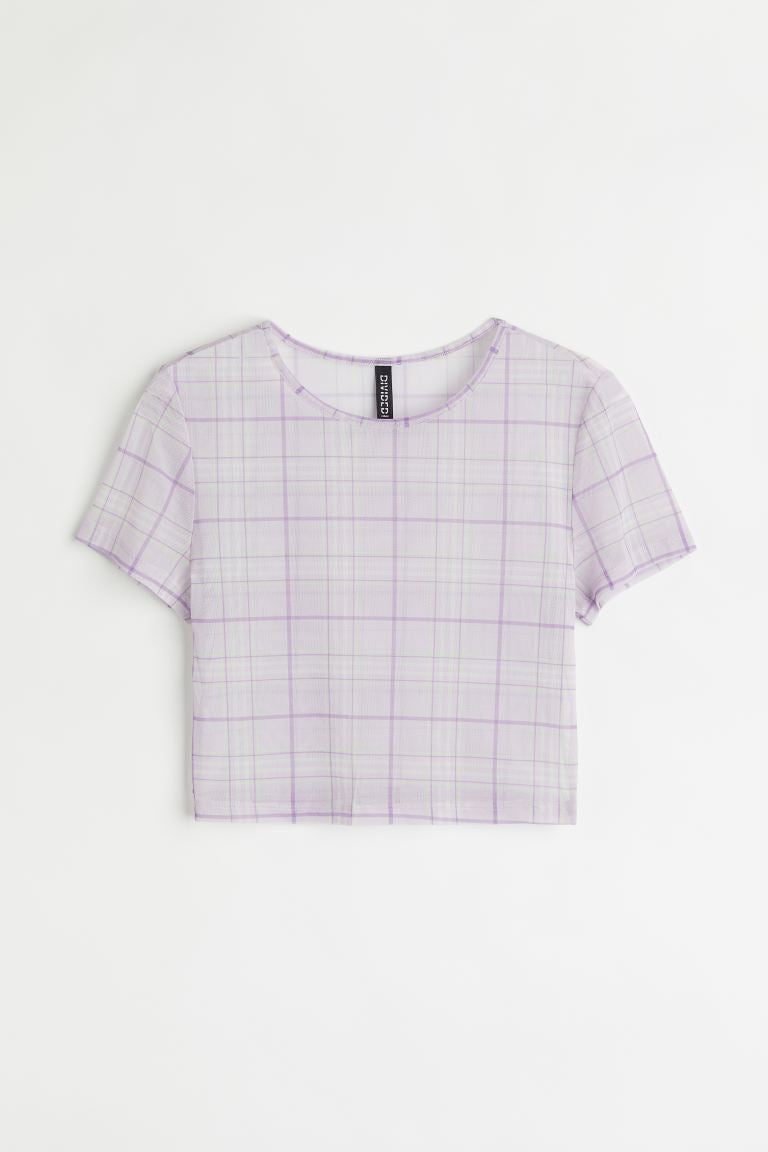 H&M Mesh Purple Checked Top