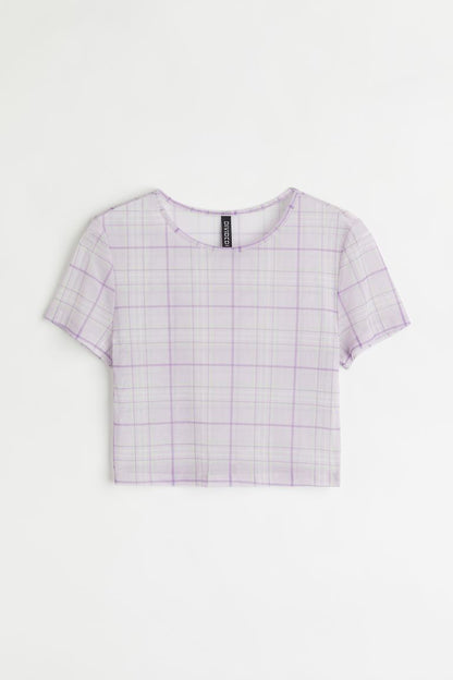 H&M Mesh Purple Checked Top