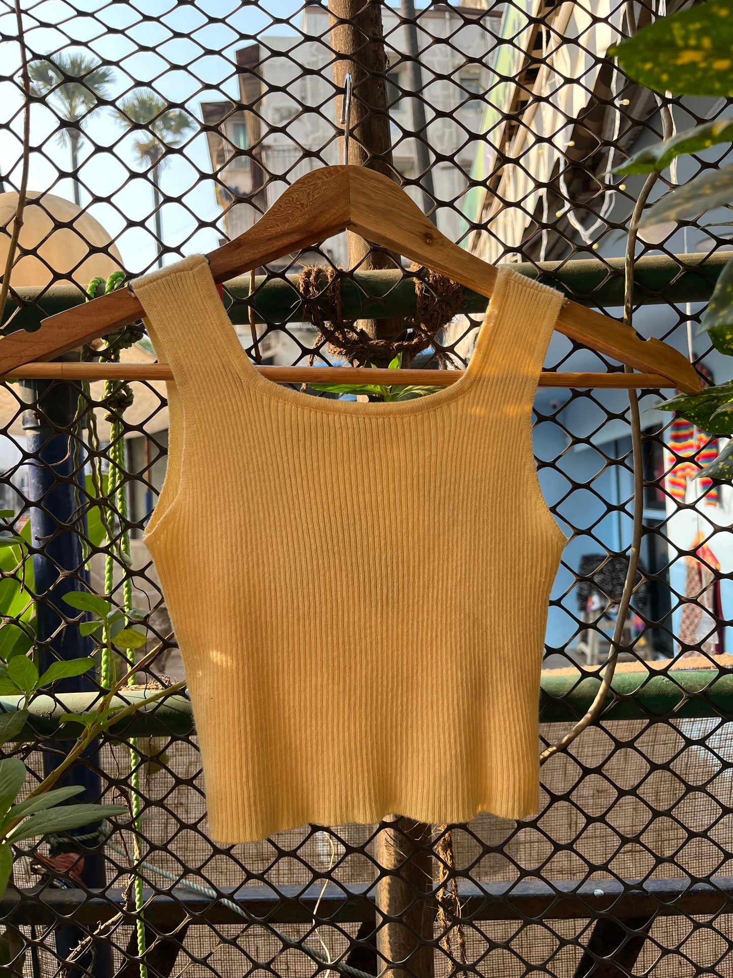 Yellow Knit Crop Top