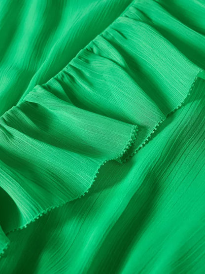 Mango Green Ruffle A-Line Dress