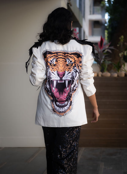 Tigresse Embellished Ivory Blazer