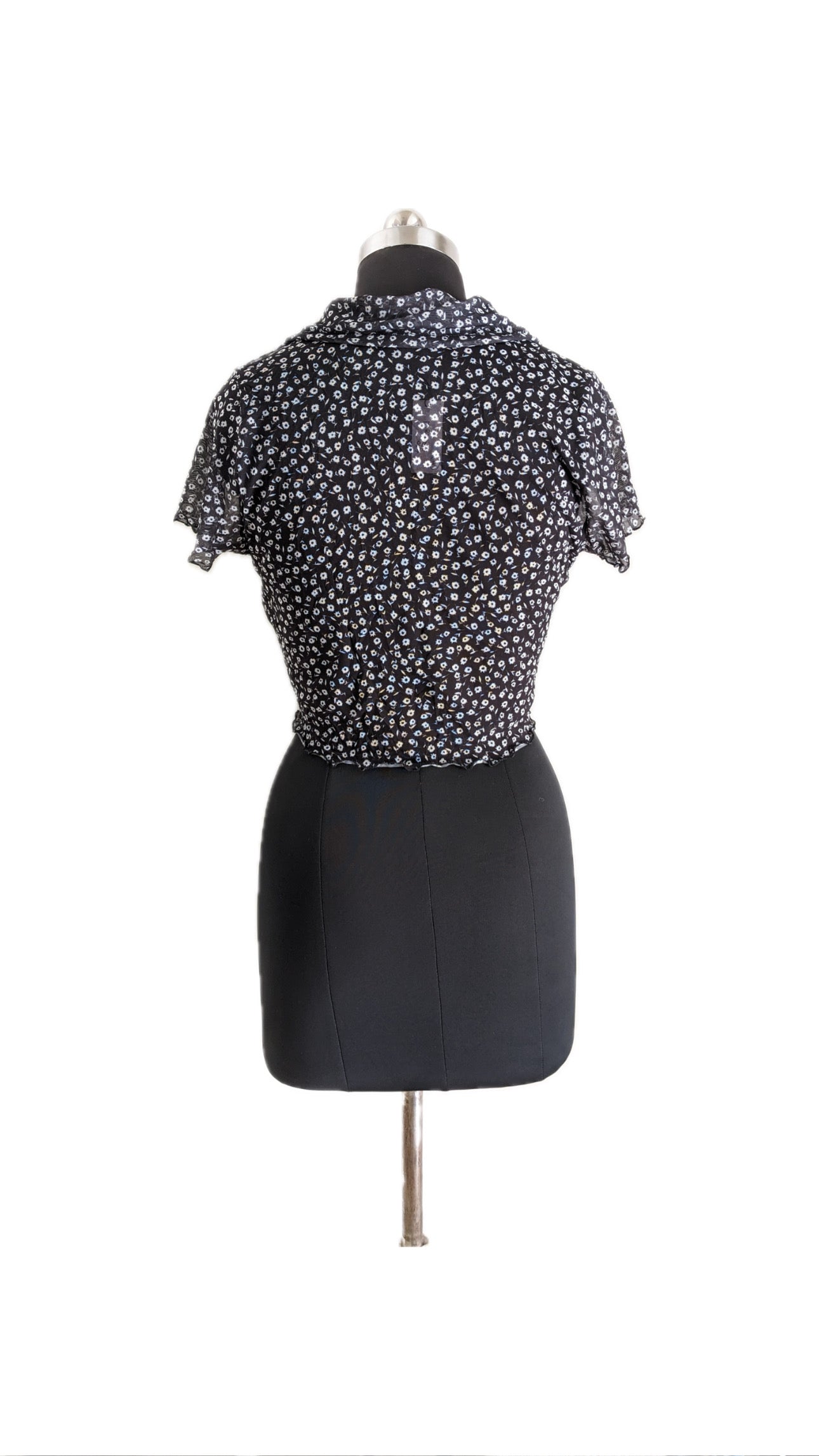 Monki Tie Front Blouse In Black Floral Print