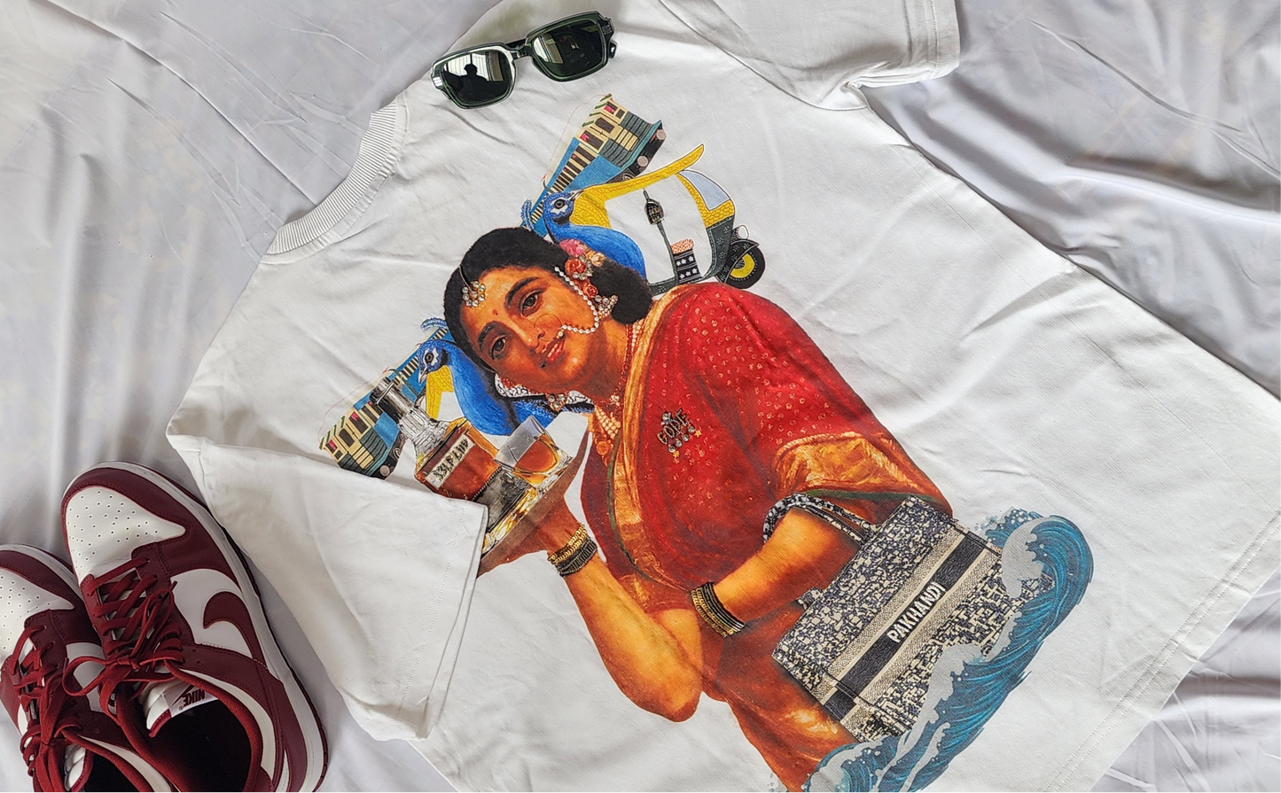 Code Brwn White Printed Tee